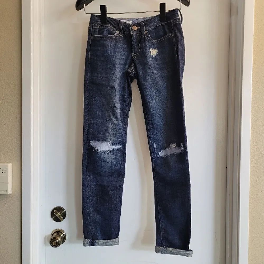 Gap always skinny distressed patched jeans